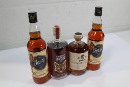 Two bottles of The original Sailor Jerry Spiced Rum (2 x 700ml), a Greed Fox 1962 Dark Rum (700ml) a