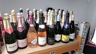 Thirty eight bottles of Prosecco, Champagne and Brut (750ml) to include Monpole, Lanson, Perrier-Jou