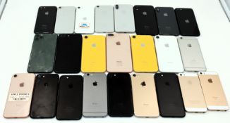 Twenty four assorted pre-owned Apple iPhones sold for parts (All handsets iCloud account locked/Lost