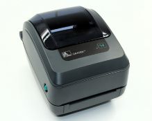 A pre-owned Zebra GK420t Thermal Transfer Label Printer (P/N: GK42-102220-000) (No PSU included).