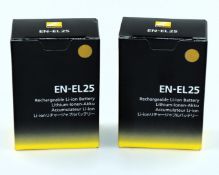 Two boxed as new Nikon EN-EL25 Li-Ion Battery Packs.