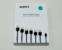 Seventy two boxed as new AUKEY Micro USB Cable 6 Packs in Black (Contains 1 x 3m/2m/1m/0.3m) (Boxes