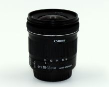 A pre-owned Canon EF-S 10-18mm f/4.5-5.6 IS STM Lens (No Lens cap. Grade B/C).