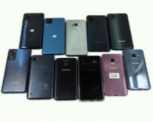 Eleven assorted pre-owned Samsung Smartphones sold for parts (All handsets account locked/lost mode/
