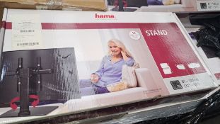 A pallet of returns to include Hamma television wall brackets and related items (Viewing advised).