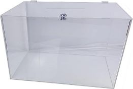 Twenty as new Deflecto secure acrylic ballot boxes 440 x 310 x 335mm (FB18070).