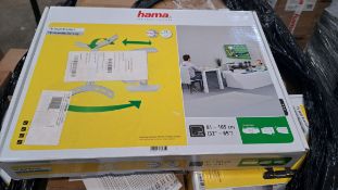 A pallet of returns to include Hamma television wall brackets and related items (Viewing advised).