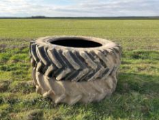 1 x Goodyear 16.9r38 tyre and 1 Firestone 16.9r38 tyre