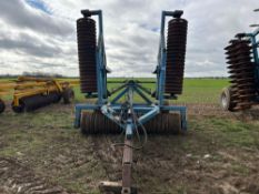 6m Edlington hydraulic folding contour rolls with extended draw bar. Serial No: J1747