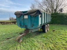 1981 Armstrong & Holmes 10t twin axle grain trailer with fixed drawbar, manual tailgate and grain ch