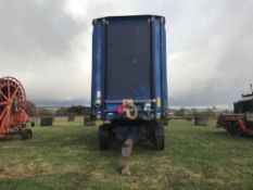 2005 Don-Bur tri axle step frame curtain side trailer with air brakes and long draw bar dolly c/w 20