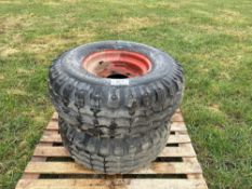 Pair of 11.5/80R15.3 tyres and wheels. 6 stud.