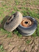 2No Dunlop 6.40-15 wheels and tyres and Goodyear 215/75R17.5 wheel and tyre