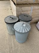 3No. Steel Dustbins