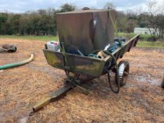 Farm made trailed bowser single axle on Continental 7.50-13 wheels and tyres