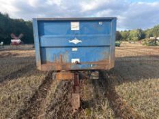 AS Marston 10t twin axle grain trailer, manual tailgate, grain chute on 340/65R18 wheels and tyres