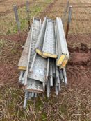 Quantity Galvanised scaffolding lengths and metal planks