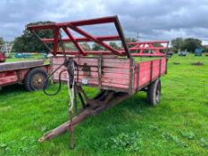 Vintage O B Wright Single Axle Wooden Drop Side Trailer