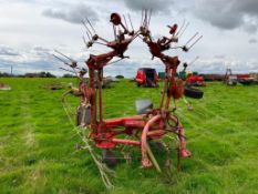 Pottinger HIT69N 6 rotor hydraulic folding tedder, linkage mounted