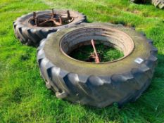 Pair 18.4R38 rear dual wheels and tyres