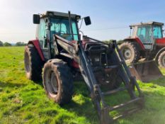 1995 Massey Ferguson 3085 4wd Autotronic tractor with Riko TN500 front loader and 2 manual spools on