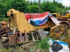 Caterpillar D8 metal tracked crawler with rear swinging drawbar, spares or repairs. Sold in situ, bu