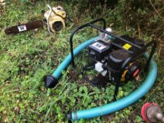 Petrol water pump and suction hose