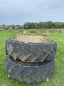 Pair of Stocks dual wheels (16.9 x 38) c/w clamps