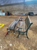 2 benches and metal post