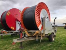 2004 Irrifrance Optima T 1035TTi 110/410 single axle irrigation reel with rain gun. Serial No: 321T0