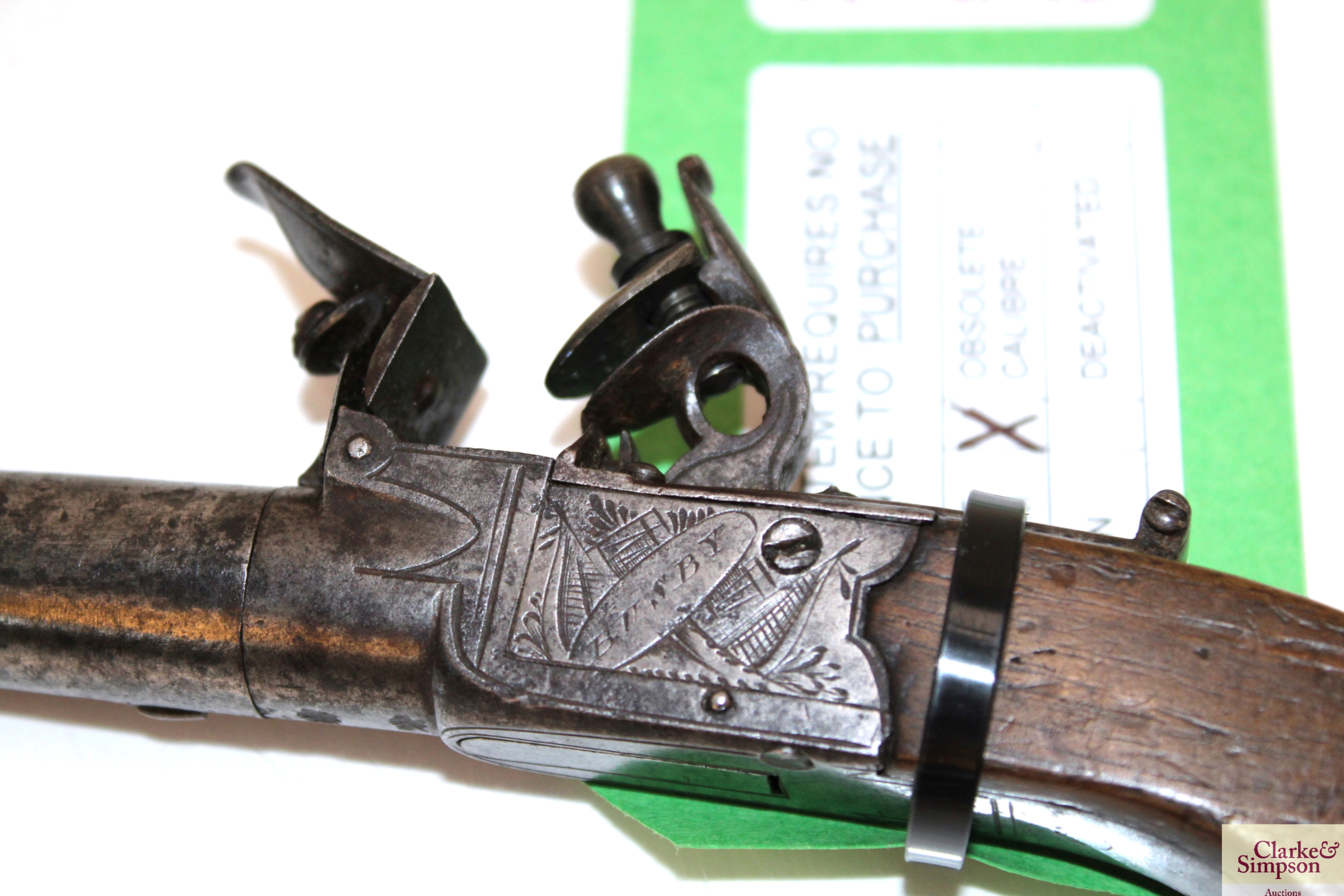 A flintlock box lock pocket pistol by Busby 1½" (t - Image 6 of 8