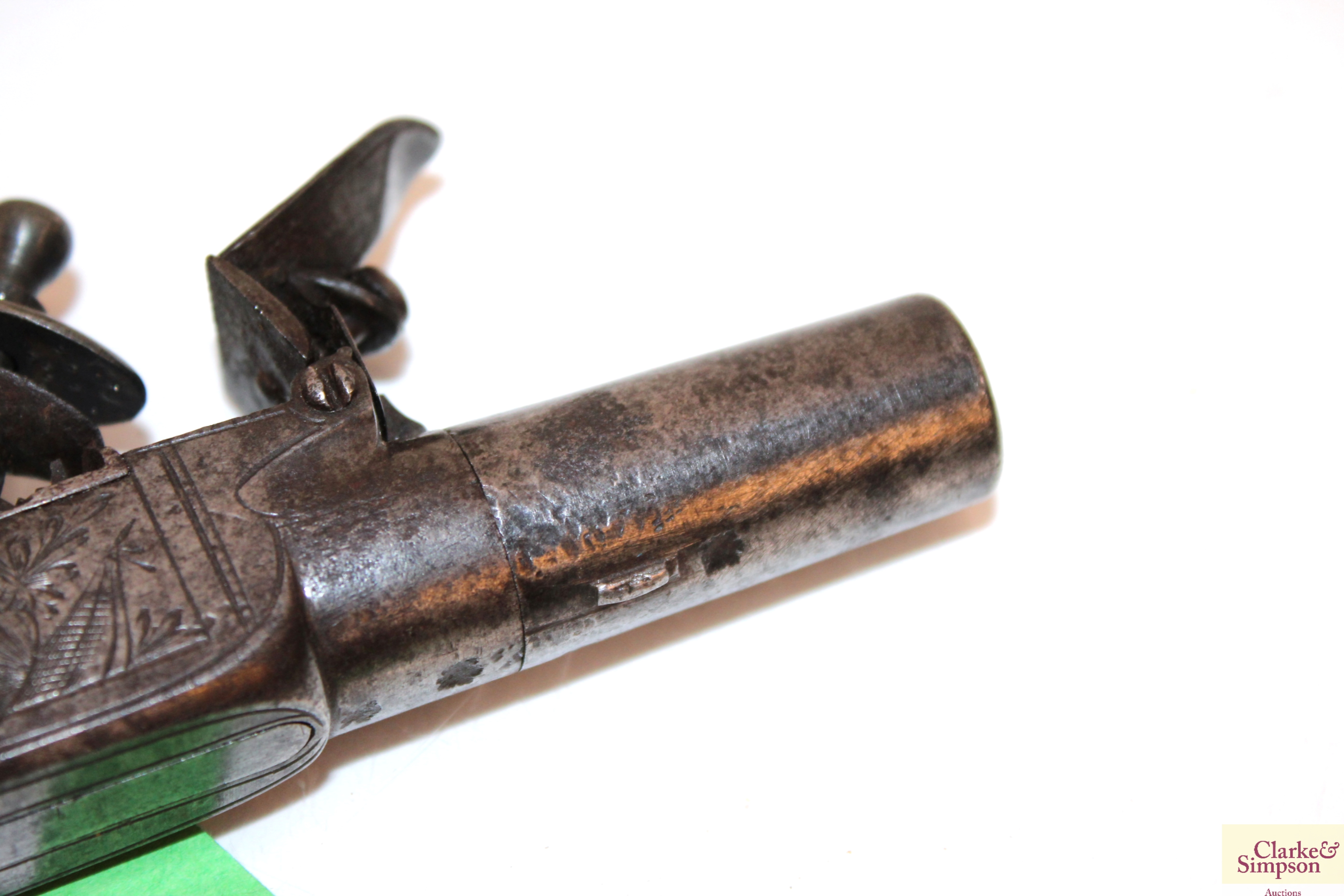 A flintlock box lock pocket pistol by Busby 1½" (t - Image 2 of 8