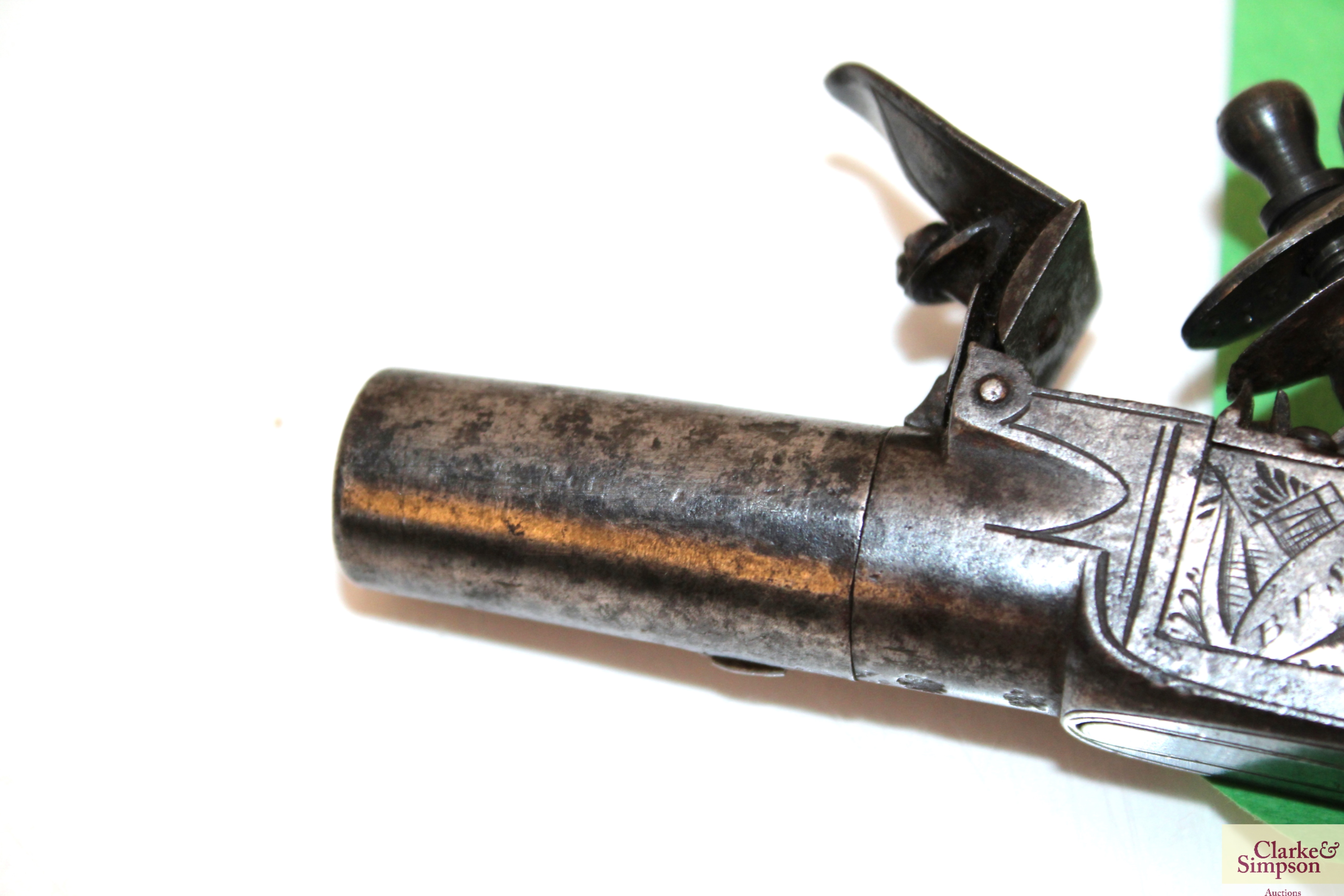 A flintlock box lock pocket pistol by Busby 1½" (t - Image 5 of 8