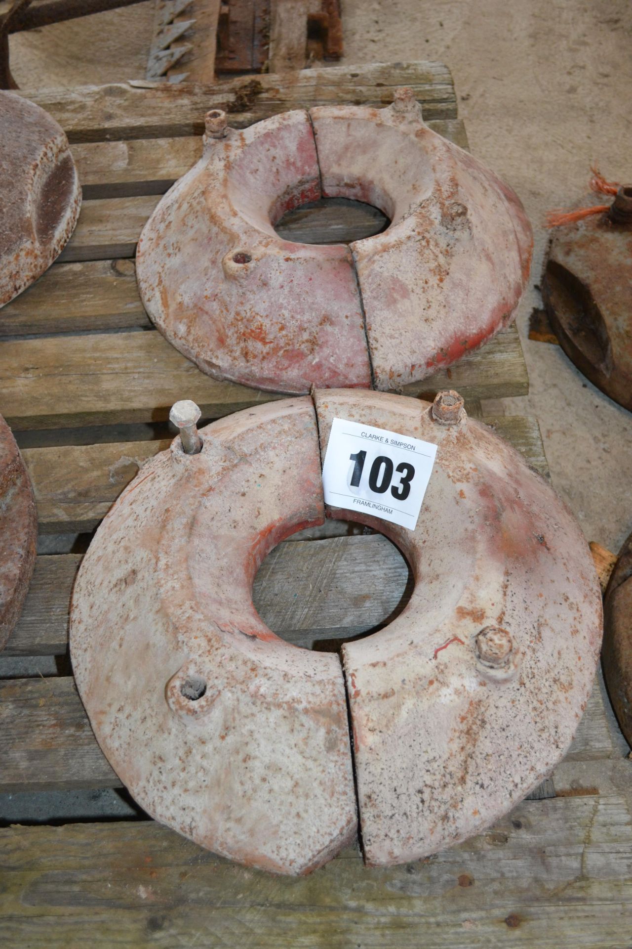 Pair of Massey Ferguson 6.00-16 inner front wheel weights. - Image 2 of 3