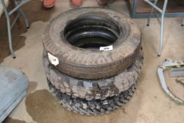 Unused Good Year 6.50-16 tyre, unused Michelin 7.50R16 tyre and unused Michelin 7.50R16C tyre.