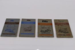 4x Ferguson implement instruction books: Disc Plough, Cordwood Saw, Universal Seed Drill, Fertiliser