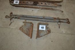 Pair of Massey Ferguson stabiliser brackets with adjustable stays.