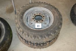 Pair of 6.00-16 Ferguson front wheels and tyres.