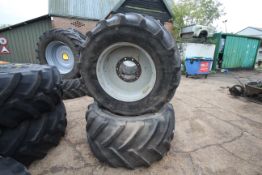 Pair of Michelin XBIB 10-stud 710/55R30 Massey Ferguson wheels and tyres. Matches with lot 4. V