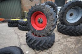 Pair of Fendt Trelleborg TM800 10-stud 540/65R30 wheels and tyres. V