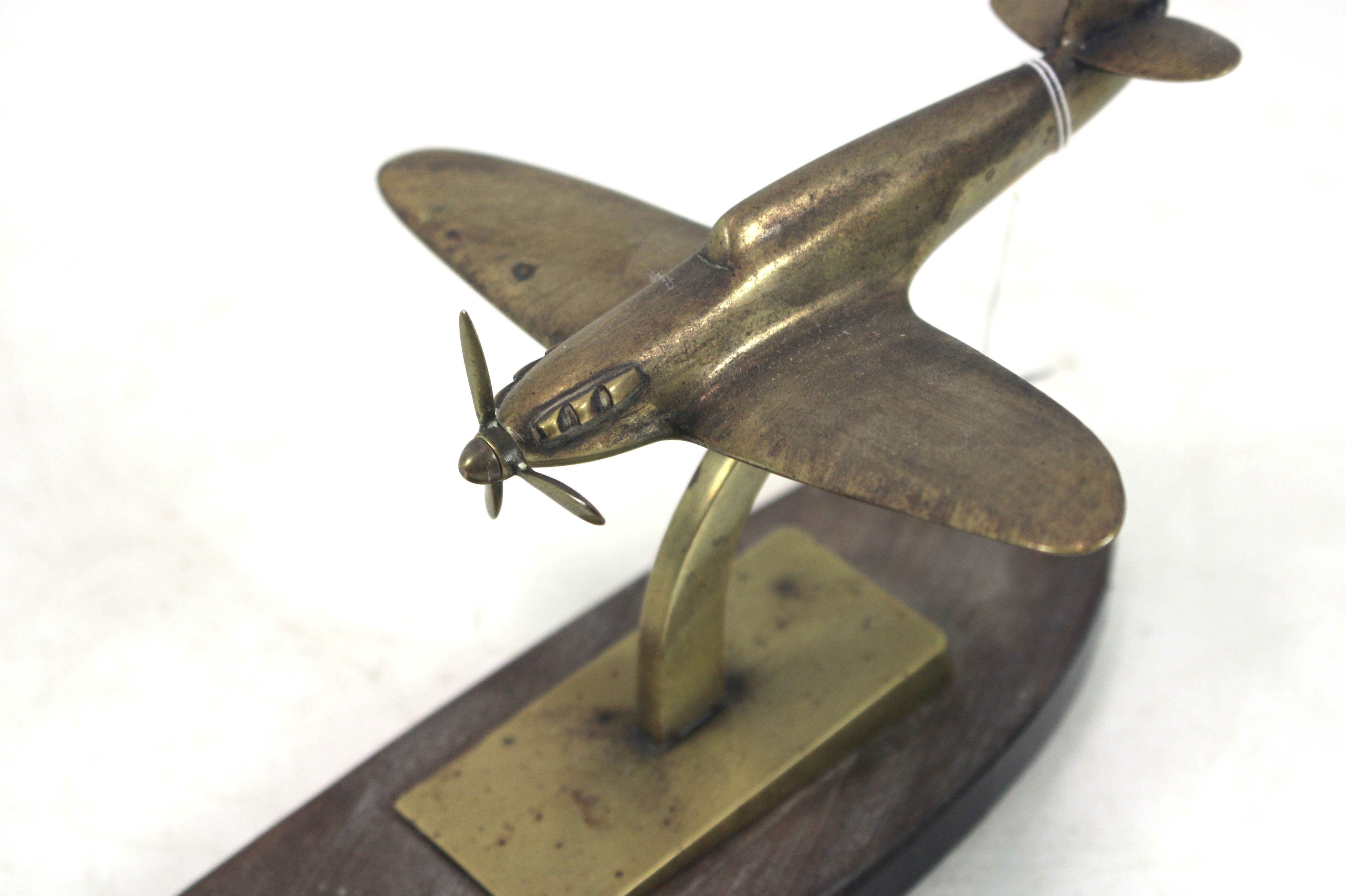 A good model brass spitfire mounted on wooden "Tea - Image 2 of 6