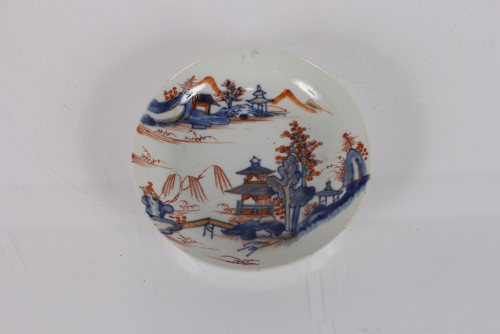 A Chinese tea bowl, with tobacco leaf decoration; an Oriental saucer dish; a Newhall similar; a - Image 5 of 10