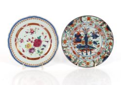 A 19th Century English porcelain plate, with blue floral decoration within twist and basket weave