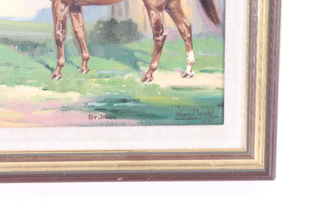 Henry Basebe 1922, "By Jingo A Chestnut Race Horse", oil on canvas, signed inscribed and dated - Image 3 of 3