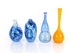 Andrew Sanders, blue Art Glass vase of baluster form, 17cm high; another similar and two other Art