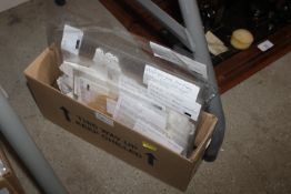A box of antique hand made lace items including cu