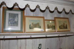 Four prints depicting views of Carlisle Cathedral