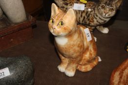 A Winstanley Pottery model of a cat with glass eye