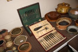 A canteen of six each silver handled fish knives a