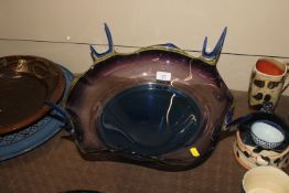 A Studio Art Glass bowl, in blue yellow and amethy